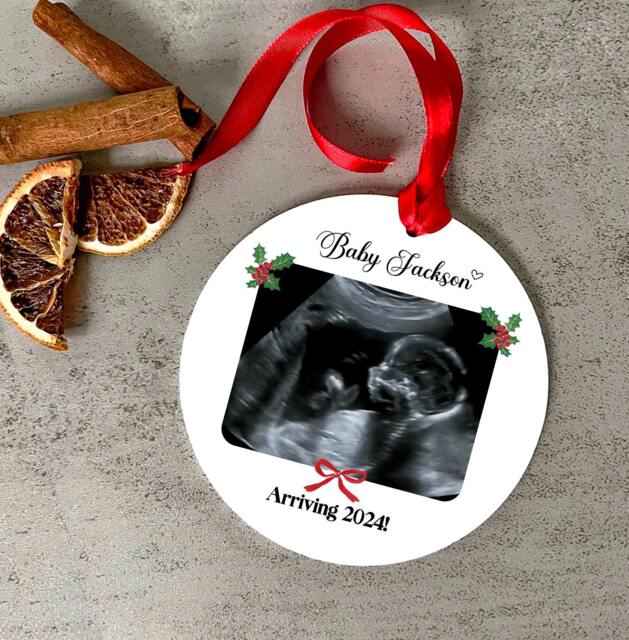 Baby Scan Bauble, Christmas Personalised Daddy To Be, Mummy Decor, First Acrylic Bauble Ornament