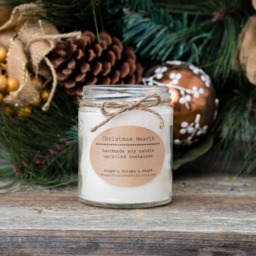 Christmas Tree Soy Candle, Rustic Decor, Scented Wax Mantle Holiday Candle - thumbnail 2