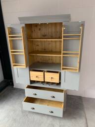 90cm Freestanding Solid Wood Kitchen Larder Cupboard, Hand Painted Pantry Storage Unit