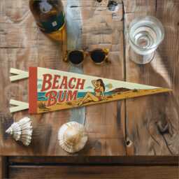 Beach Bum Felt Pennant - Ocean Wall Decor, Surf & Sand Inspired Banner, Handmade House Sign, Coastal Summer Art, Gift For Lovers - thumbnail 1