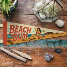 Beach Bum Felt Pennant - Ocean Wall Decor, Surf & Sand Inspired Banner, Handmade House Sign, Coastal Summer Art, Gift For Lovers - thumbnail 3