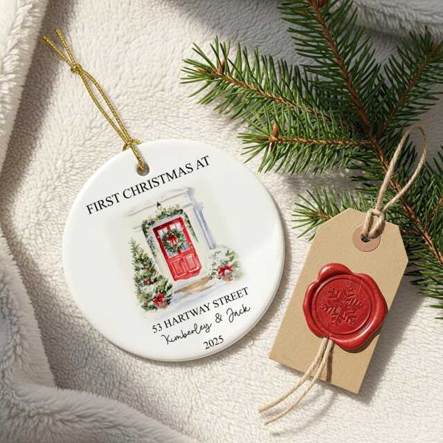 Personalised New Home Bauble, Christmas Ornament 2025, First in Our Ornament, Decor For Couple - image 1