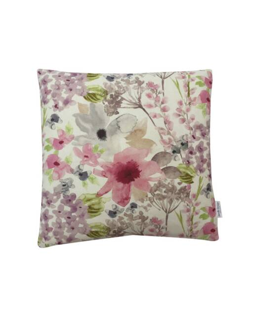 Floral Linen Throw Pillow Cover Pink Purple Botanical Cushion - image 1