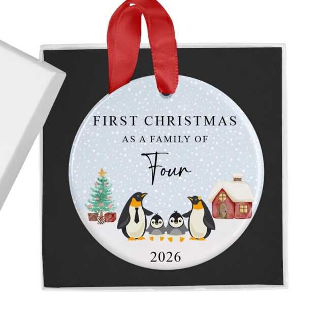 First Christmas As A Family Of Four Bauble, 2026, 4 Xmas Ornament, New Baby Gift, Keepsake Decoration - image 1