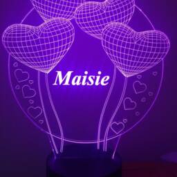 Hearts 3D Illusion Smart App Control Night Light Bluetooth, Music, 7&16M Color Mobile App, Made in UK - thumbnail 3