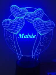 Hearts 3D Illusion Smart App Control Night Light Bluetooth, Music, 7&16M Color Mobile App, Made in UK - thumbnail 1