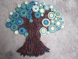 Teal Green Quilled Paper Tree Handmade Wall Art - thumbnail 1