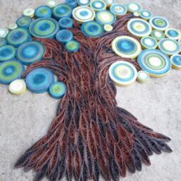 Teal Green Quilled Paper Tree Handmade Wall Art - thumbnail 4