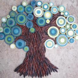 Teal Green Quilled Paper Tree Handmade Wall Art - thumbnail 3
