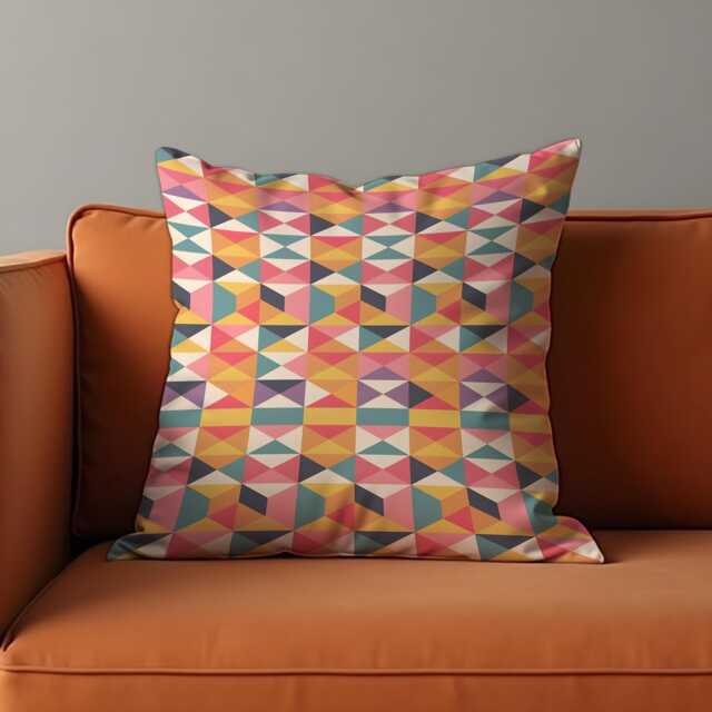 Pastel Geometric Cushion Cover, 3D Cube Pattern Throw Pillowcase, Fun Modern Decor, 18x18 - image 1