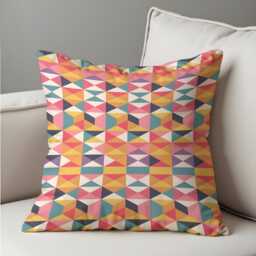 Pastel Geometric Cushion Cover, 3D Cube Pattern Throw Pillowcase, Fun Modern Decor, 18x18 - thumbnail 4