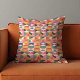 Pastel Geometric Cushion Cover, 3D Cube Pattern Throw Pillowcase, Fun Modern Decor, 18x18 - thumbnail 1