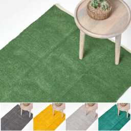 Luxury Handmade Cotton Chenille Rug Soft Washable Reversible Floor Mat - thumbnail 3