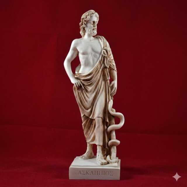 Asclepius God Of Healing Medicine Greek Statue - 23cm/9Inches Patina - image 1