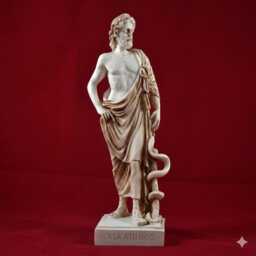 Aged Asclepius Statue, God Of Healing Medicine , Doctor Altar - 23cm/9Inches