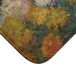 Chrysanthemums, Microfiber Bath Mat, Vintage Painting, Monet, Circa 1880 - thumbnail 2