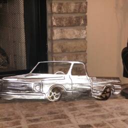 Handmade Metal Art 1970 Chevy Truck, Usa Made Home Decor - thumbnail 2