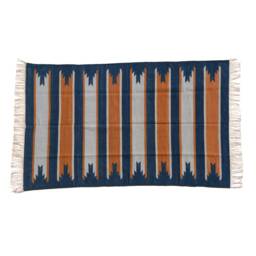 Handmade Cotton Striped Area Rug Natural Dyed Kilim Dhurrie - thumbnail 1