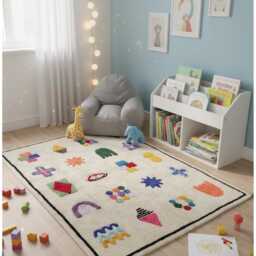 Handwoven Wool Kilim Rug - Colorful Abstract Symbols, Boho Tribal Berber Area - thumbnail 2
