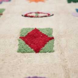 Handwoven Wool Kilim Rug - Colorful Abstract Symbols, Boho Tribal Berber Area - thumbnail 4