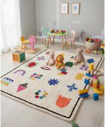 Handwoven Wool Kilim Rug - Colorful Abstract Symbols, Boho Tribal Berber Area - thumbnail 1
