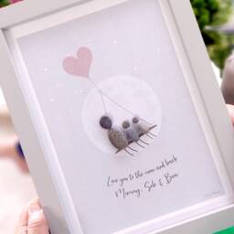 Personalised Family Pebble Picture - Framed Art Gift Mother's Day Birthday Mum/Grandparent Moon & Back - thumbnail 2