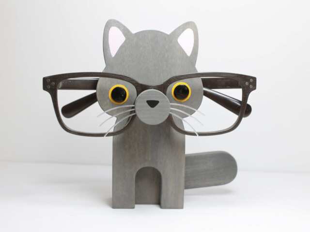 Russian Blue Cat Eyeglass Stand/Grey Glasses Holder - image 1