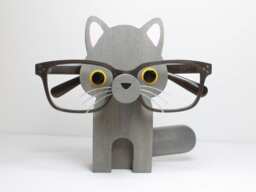Russian Blue Cat Eyeglass Stand/Grey Glasses Holder