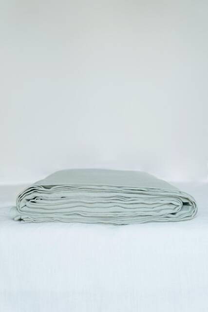 Linen Flat Sheet in Sage Green. Bedspread - image 1