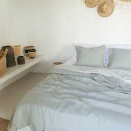 Linen Flat Sheet in Sage Green. Bedspread - thumbnail 2