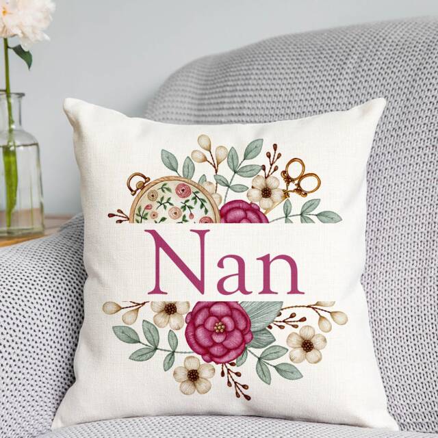 Nan Floral Cushion - Nanny Gift - image 1
