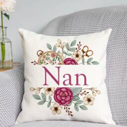 Nan Floral Cushion - Nanny Gift - thumbnail 1