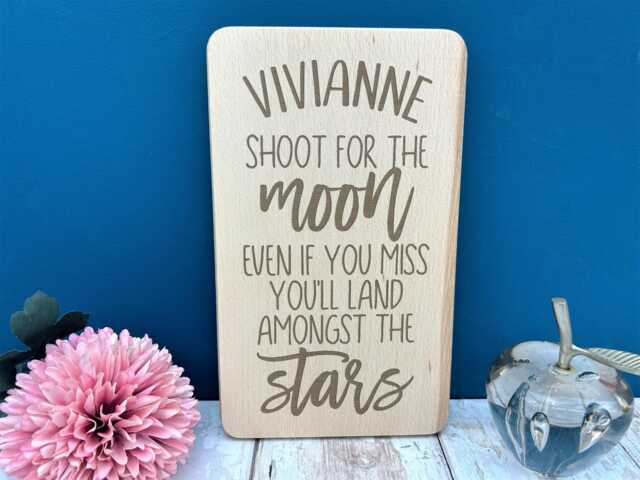 Shoot For The Moon Plaque Inspiring Nursery Children's Room Wall Decor Home Housewarming New Baby Gift - image 1