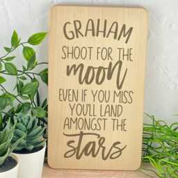 Shoot For The Moon Plaque Inspiring Nursery Children's Room Wall Decor Home Housewarming New Baby Gift - thumbnail 2