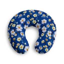 White Floral Pattern Nursing Pillow Cover - Blue Daisy Print - thumbnail 2