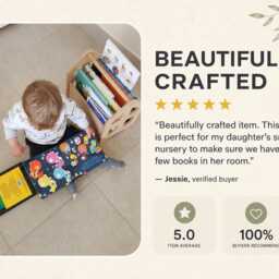 Personalized Baby Bookshelf, Wooden Book Caddy For First Birthday Gift - thumbnail 3