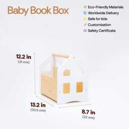 Personalized Baby Bookshelf, Wooden Book Caddy For First Birthday Gift - thumbnail 4