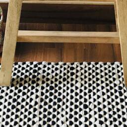 Handmade Black & White Cotton Rag Rug Minimalist Zig Zag Dhurrie - thumbnail 4