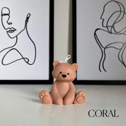 Teddy Bear Candle - Decorative Soy Wax Pillar, Nursery Decor - thumbnail 3