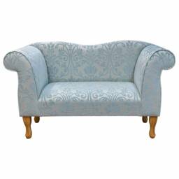 Handmade Small Chaise Lounge Woburn Blue Medallion Chenille Sofa - thumbnail 2