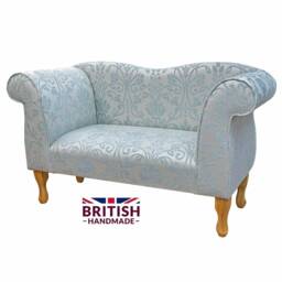 Handmade Small Chaise Lounge Woburn Blue Medallion Chenille Sofa - thumbnail 1