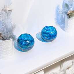 Abstract Blue & Gold Glass Tealight Holder, Hand Painted, Fishbowl Home Decor - thumbnail 2