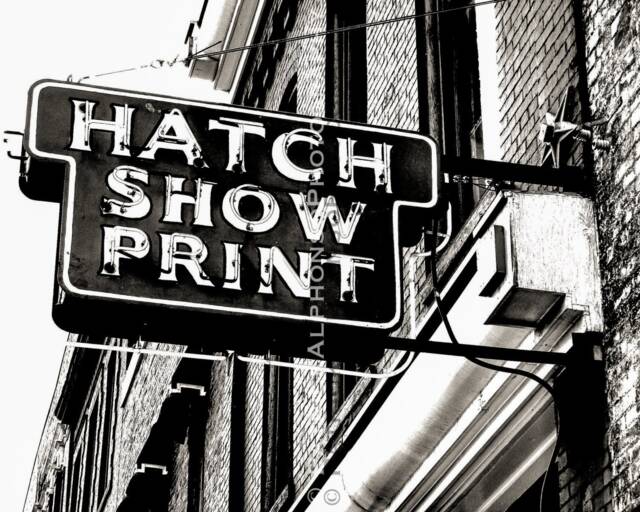 Nashville Hatch Print Shop Sign - Horizontal - No Longer At This Location B&w, Intense Contrast, Original Photograph - 4 Sizes Available - image 1