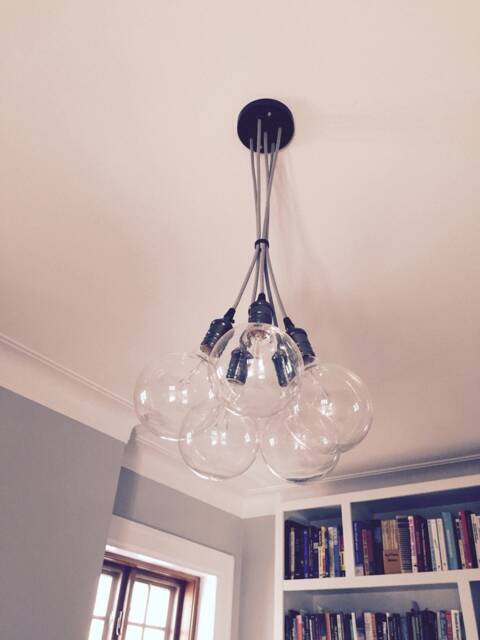 Custom Any Colors. 5 Pendant Light Cluster - Modern Glass Globe Bubble Chandelier - image 1