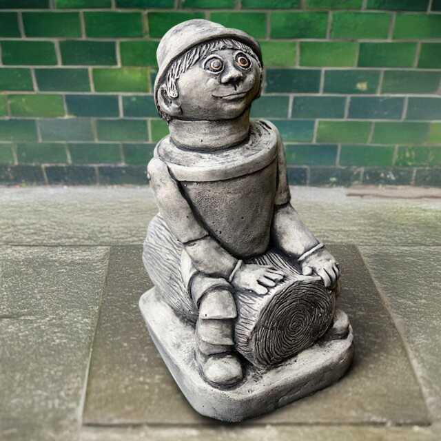stone Sitting Man Sculpture Concrete Gnome Figurine Outdoor Boy Ornament Front Door Gnome Lover Gift Yard Art Handmade - image 1