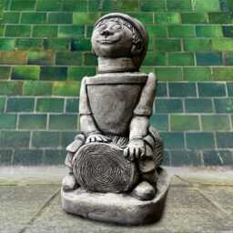stone Sitting Man Sculpture Concrete Gnome Figurine Outdoor Boy Ornament Front Door Gnome Lover Gift Yard Art Handmade - thumbnail 3