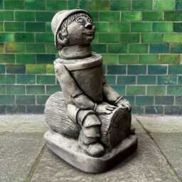 stone Sitting Man Sculpture Concrete Gnome Figurine Outdoor Boy Ornament Front Door Gnome Lover Gift Yard Art Handmade - thumbnail 2