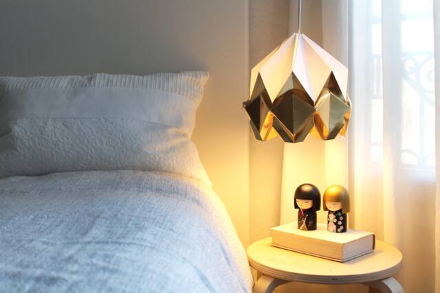 Origami Lampshade in White & Golden Paper, Small Size - image 1