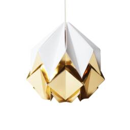 Origami Lampshade in White & Golden Paper, Small Size - thumbnail 2