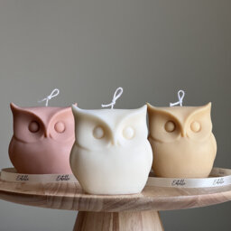 Sculptural Owl Candle - Vegan Soy Wax, Autumn Home Decor - thumbnail 1